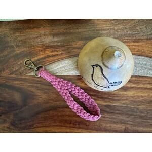 Pink Wristlet Purse Strap Macrame Pink Bag Charm Keychain Accessory NEW
